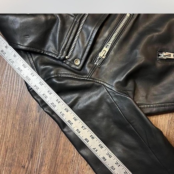 Blank NYC Black Faux Leather Moto Jacket Crop Asymmetrical Zip Medium 90s Punk - Picture 7 of 8